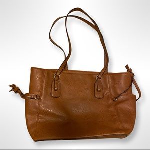 Brown Faux Leather Shoulder Bag